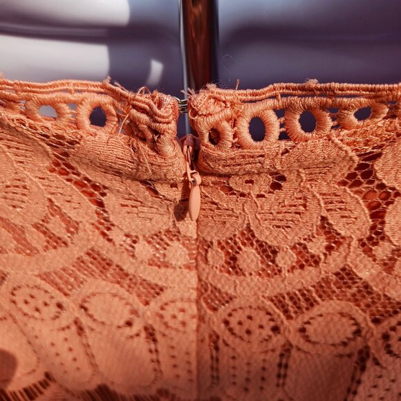 Peach Lace Short Sleeve Tunic Dress By Perch Blu Pepper 3XL With Back Zip Closur - Picture 4 of 7